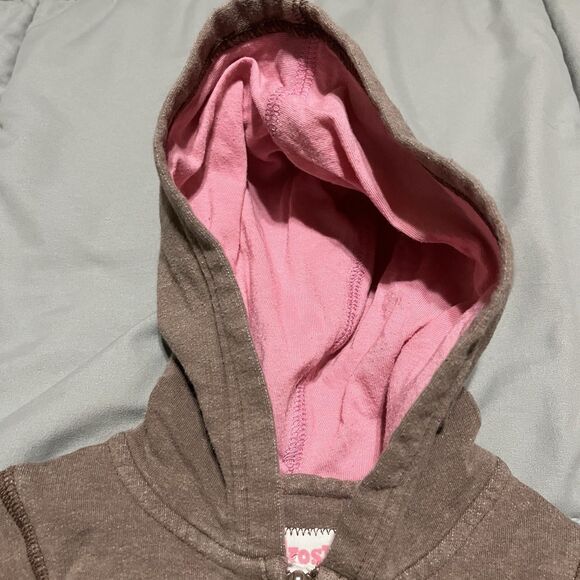 Vintage OshKosh B Gosh Brown Full Zip Hooded Romper One Piece Jumpsuit Size 12M - Picture 5 of 10